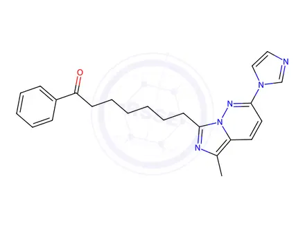 Chemical structure of 7-(2-(1H-imidazol-1-yl)-5-methylimidazo(1,5-b)pyridazin-7-yl)-1-phenyl-1-heptanone
