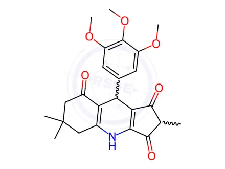 Chemical structure of 4,6,7,9-Tetrahydro-9-(3,4,5-trimethoxyphenyl)-2,6,6-trimethyl-1H-cyclopenta[b]quinoline-1,3,8(2H,5H)-trione