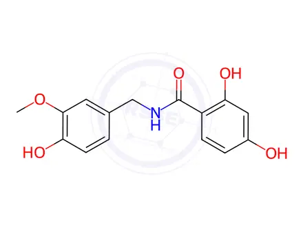 Chemical structure of Benzamide, 2,4-dihydroxy-N-[(4-hydroxy-3-methoxyphenyl)methyl]-