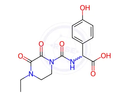 Chemical structure of alpha-[[(4-Ethyl-2,3-dioxo-1-piperazinyl)carbonyl]amino]-4-hydroxybenzeneacetic Acid
