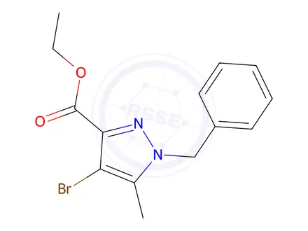 Chemical structure of Ethyl 1-benzyl-4-bromo-5-methyl-1H-pyrazole-3-carboxylate