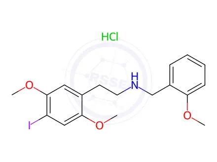 Chemical structure of N-(2-Methoxybenzyl)-2-(2,5-dimethoxy-4-iodophenyl)ethanamine hydrochloride
