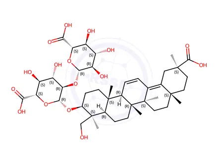 Chemical structure of Licoricesaponin H2 (Liquiritinic acid diglucoside)