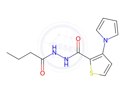 Chemical structure of N'-Butanoyl-3-(1H-pyrrol-1-yl)thiophene-2-carbohydrazide