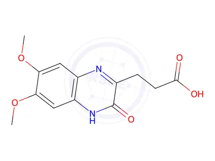 Chemical structure of 3,4-Dihydro-6,7-dimethoxy-3-oxo-2-quinoxalinepropanoic Acid