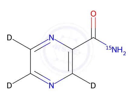 Chemical structure of Pyrazinamide-15N,d3