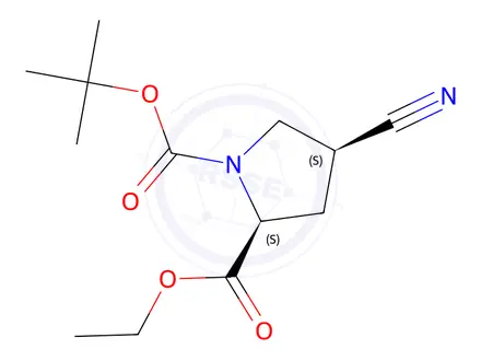 Chemical structure of 1-(tert-Butyl) 2-ethyl (2S,4S)-4-cyano-1,2-pyrrolidinedicarboxylate