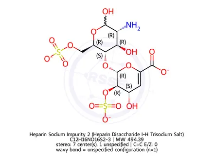 Chemical structure of Heparin Sodium Impurity 2 (Heparin Disaccharide I-H Trisodium Salt)