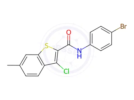 Chemical structure of N-(4-bromophenyl)-3-chloro-6-methylbenzo[b]thiophene-2-carboxamide