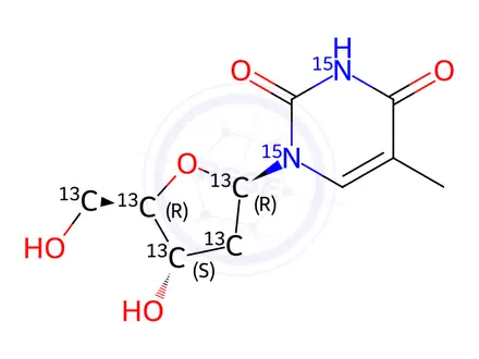 Chemical structure of [1',2',3',4',5'-13C5;1,3-15N2]thymidine