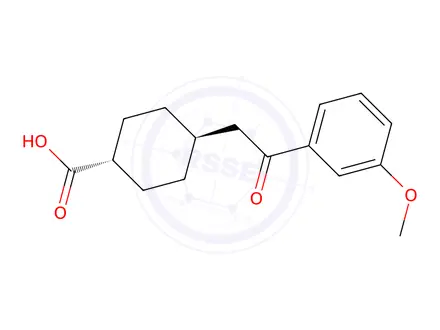 Chemical structure of trans-4-(2-(3-Methoxyphenyl)-2-oxoethyl)cyclohexanecarboxylic acid