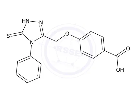 Chemical structure of 4-((4-Phenyl-5-thioxo-4,5-dihydro-1H-1,2,4-triazol-3-yl)methoxy)benzoic acid
