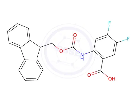 Chemical structure of 2-((((9H-Fluoren-9-yl)methoxy)carbonyl)amino)-4,5-difluorobenzoic acid