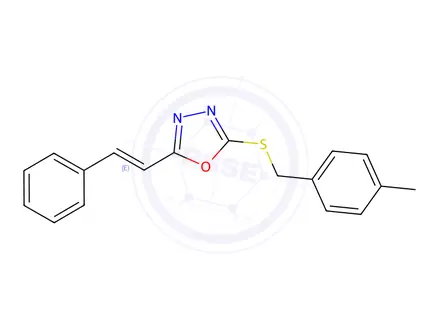Chemical structure of (E)-2-((4-methylbenzyl)thio)-5-styryl-1,3,4-oxadiazole