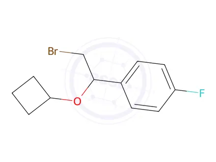 Chemical structure of 1-(2-Bromo-1-cyclobutoxyethyl)-4-fluorobenzene