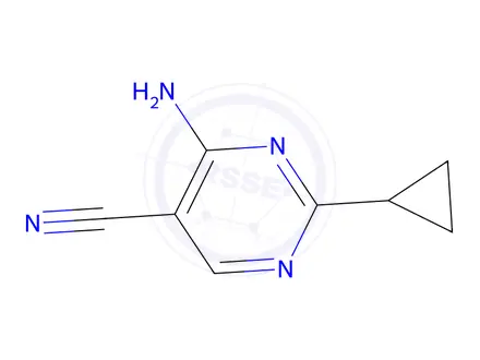 Chemical structure of 4-amino-2-cyclopropylpyrimidine-5-carbonitrile