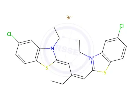 Chemical structure of 5-chloro-2-[2-[(5-chloro-3-ethyl-3H-benzothiazol-2-ylidene)methyl]but-1-enyl]-3-ethylbenzothiazolium bromide