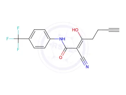 Chemical structure of 2-Cyano-3-hydroxy-N-(4-(trifluoromethyl)phenyl)-2-hepten-6-ynoic acid