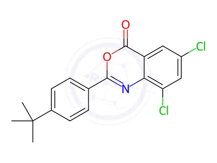 Chemical structure of 2-(4-tert-Butylphenyl)-6,8-dichloro-4H-3,1-benzoxazin-4-one