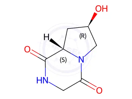 Chemical structure of Pyrrolo[1,2-a]pyrazine-1,4-dione, hexahydro-7-hydroxy-, (7R-cis)-(9CI)