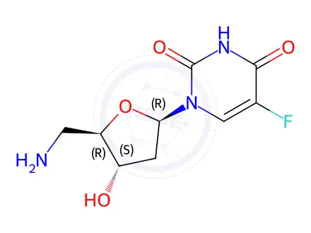 Chemical structure of Uridine, 5'-amino-2',5'-dideoxy-5-fluoro-(9CI)