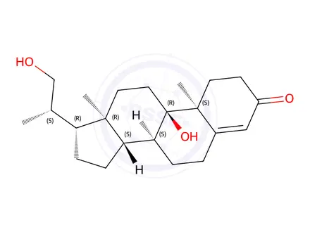 Chemical structure of 9,21-Dihydroxy-20-methyl pregnan-4-ene-3-one