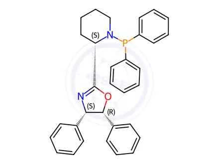 Chemical structure of (4S,5R)-2-((S)-1-(Diphenylphosphanyl)piperidin-2-yl)-4,5-diphenyl-4,5-dihydrooxazole