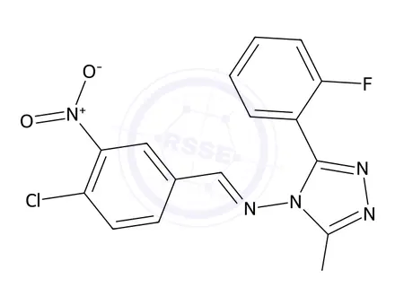 Chemical structure of 4-((4-Chloro-3-nitrobenzylidene)amino)-3-(2-fluorophenyl)-1H-1,2,4-triazole-5(4H)-thione