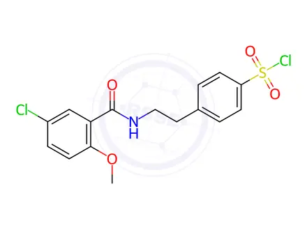 Chemical structure of 4-(2-(5-CHOLRO-2-METHOXY BENZAMIDO)ETHYL)BENZENESULFONYL CHLORIDE
