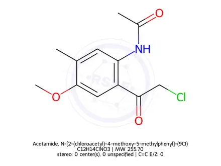Chemical structure of Acetamide, N-[2-(chloroacetyl)-4-methoxy-5-methylphenyl]-(9CI)