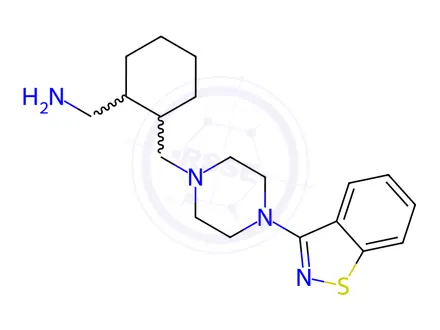 Chemical structure of (2-((4-(Benzo[d]isothiazol-3-yl)piperazin-1-yl)methyl)cyclohexyl)methanamine