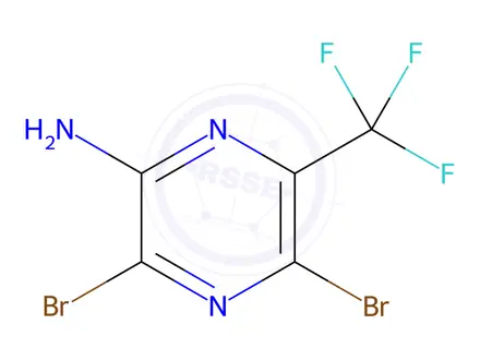 Chemical structure of 3,5-Dibromo-6-(trifluoromethyl)pyrazin-2-amine