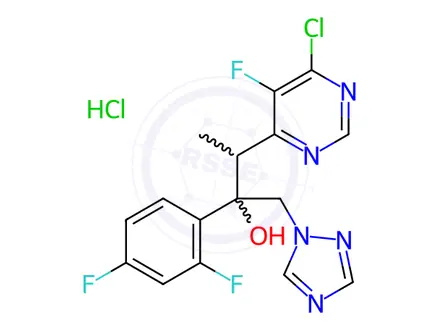 Chemical structure of 3-(6-Chloro-5-fluoropyrimidin-4-yl)-2-(2,4-difluorophenyl)-1-(1H-1,2,4-triazol-1-yl)butan-2-ol hydrochloride