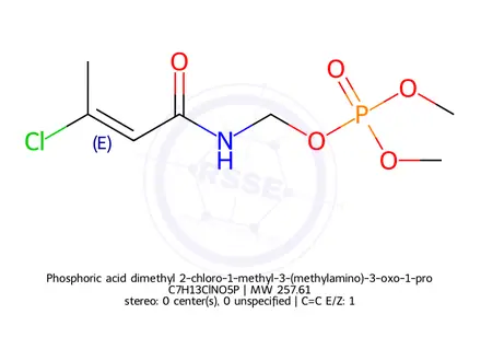 Chemical structure of Phosphoric acid dimethyl 2-chloro-1-methyl-3-(methylamino)-3-oxo-1-propenyl ester