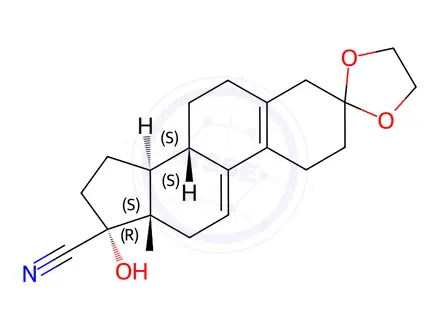 Chemical structure of (17α)-3,3-[1,2-Ethanediylbis(oxy)]-17-hydroxyestra-5(10),9(11)-diene-17-carbonitrile