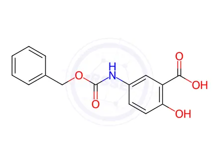 Chemical structure of Benzoic acid, 2-hydroxy-5-[[(phenylmethoxy)carbonyl]amino]-