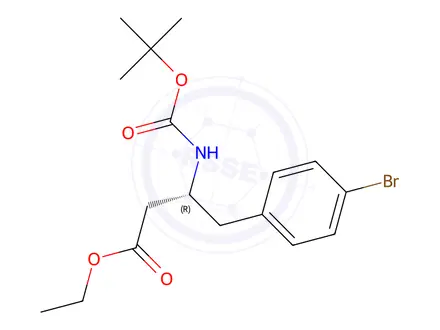 Chemical structure of (R)-Ethyl 4-(4-bromophenyl)-3-((tert-butoxycarbonyl)amino)butanoate