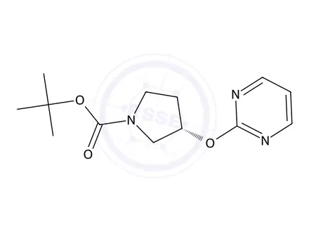 Chemical structure of (S)-tert-Butyl 3-(pyrimidin-2-yloxy)pyrrolidine-1-carboxylate