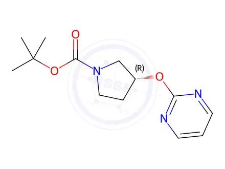 Chemical structure of (R)-tert-Butyl 3-(pyrimidin-2-yloxy)pyrrolidine-1-carboxylate