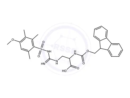 Chemical structure of Fmoc-(3,(Mtr)Guanidino)-Ala-OH