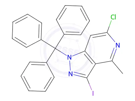 Chemical structure of 6-Chloro-3-iodo-4-methyl-1-trityl-1H-pyrazolo[4,3-c]pyridine