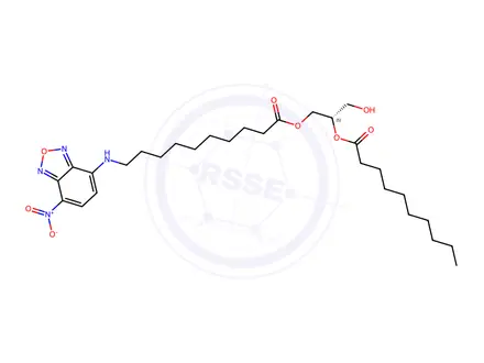 Chemical structure of 1-NBD-decanoyl-2-decanoyl-sn-Glycerol