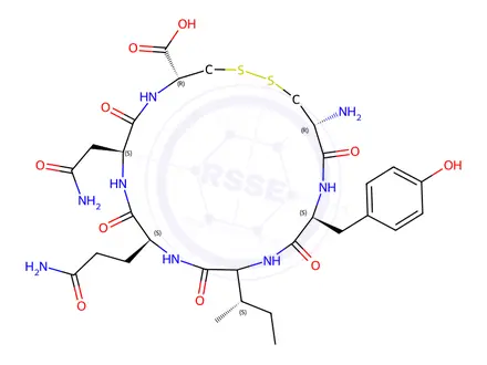 Chemical structure of (Ile3)-Pressinoic acid H-Cys-Tyr-Ile-Gln-Asn-Cys-OH (Disulfide bond)