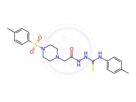 Chemical structure of N-(p-Tolyl)-2-(2-(4-tosylpiperazin-1-yl)acetyl)hydrazinecarbothioamide