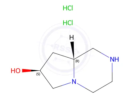 Chemical structure of (7S,8aR)-octahydropyrrolo[1,2-a]piperazin-7-ol dihydrochloride