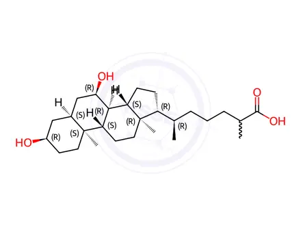 Chemical structure of 3α,7α-Dihydroxycoprostanic Acid