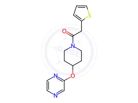 Chemical structure of 1-(4-(Pyrazin-2-yloxy)piperidin-1-yl)-2-(thiophen-2-yl)ethan-1-one