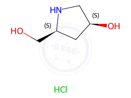 Chemical structure of (3S,5S)-5-(hydroxymethyl)pyrrolidin-3-ol hydrochloride