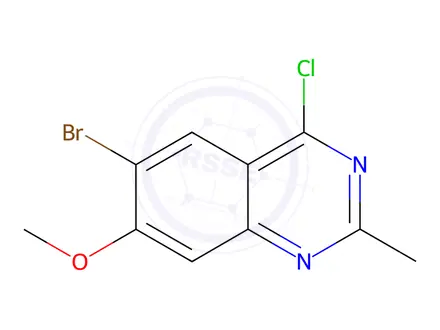 Chemical structure of Quinazoline, 6-bromo-4-chloro-7-methoxy-2-methyl-