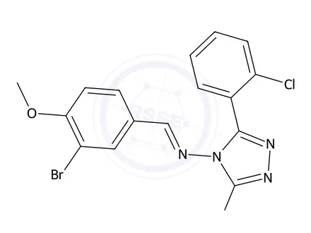 Chemical structure of 4-((3-Bromo-4-methoxybenzylidene)amino)-3-(2-chlorophenyl)-1H-1,2,4-triazole-5(4H)-thione